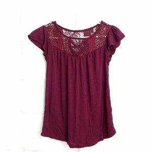 No Boundaries Maroon Lace Top